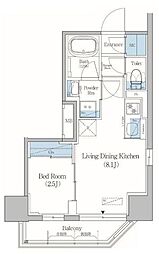 JR山手線 上野駅 徒歩15分の賃貸マンション 7階1LDKの間取り