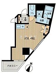 東京メトロ南北線 市ケ谷駅 徒歩13分の賃貸マンション 7階ワンルームの間取り