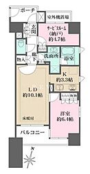 都営大江戸線 若松河田駅 徒歩1分の賃貸マンション 8階1SLDKの間取り