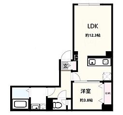 東京メトロ日比谷線 八丁堀駅 徒歩9分の賃貸マンション 5階1LDKの間取り