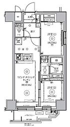 都営大江戸線 新御徒町駅 徒歩3分の賃貸マンション 8階2LDKの間取り