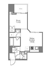 JR山手線 神田駅 徒歩14分の賃貸マンション 6階1DKの間取り