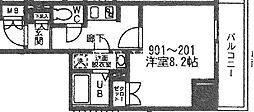 都営大江戸線 門前仲町駅 徒歩6分の賃貸マンション 4階1Kの間取り