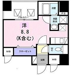 東京メトロ日比谷線 人形町駅 徒歩5分の賃貸マンション 4階1Kの間取り