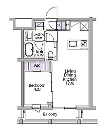 イプセ白金台 1LDKの間取図画像