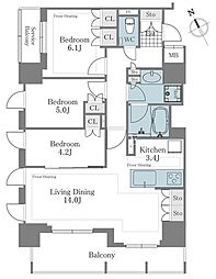 アトラス麻布十番 3LDKの間取図画像