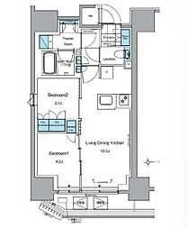 東京メトロ銀座線 田原町駅 徒歩6分の賃貸マンション 11階2LDKの間取り