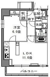 JR山手線 御徒町駅 徒歩11分の賃貸マンション 10階1LDKの間取り
