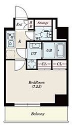 JR総武線 水道橋駅 徒歩8分の賃貸マンション 4階1Kの間取り