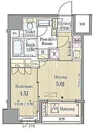 東京メトロ銀座線 神田駅 徒歩3分の賃貸マンション 10階1DKの間取り