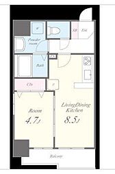 JR山手線 秋葉原駅 徒歩10分の賃貸マンション 6階1LDKの間取り
