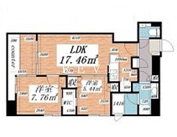 JR山手線 神田駅 徒歩9分の賃貸マンション 11階2LDKの間取り