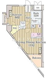 東京メトロ丸ノ内線 四谷三丁目駅 徒歩7分の賃貸マンション 8階1LDKの間取り