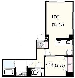 東京メトロ日比谷線 八丁堀駅 徒歩9分の賃貸マンション 5階1LDKの間取り
