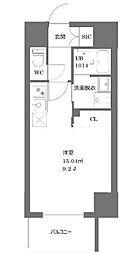 東京メトロ丸ノ内線 四谷三丁目駅 徒歩8分の賃貸マンション 9階ワンルームの間取り