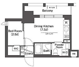 東京メトロ丸ノ内線 後楽園駅 徒歩6分の賃貸マンション 4階1DKの間取り