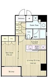 東京メトロ銀座線 銀座駅 徒歩11分の賃貸マンション 7階1LDKの間取り