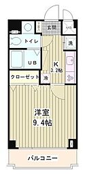 東京メトロ有楽町線 新富町駅 徒歩8分の賃貸マンション 3階1Kの間取り