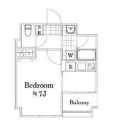 東京メトロ日比谷線 入谷駅 徒歩3分の賃貸マンション 7階1Kの間取り