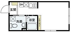 都営大江戸線 門前仲町駅 徒歩9分の賃貸マンション 4階ワンルームの間取り