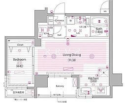 東京メトロ半蔵門線 水天宮前駅 徒歩7分の賃貸マンション 9階1LDKの間取り