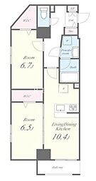 JR中央線 御茶ノ水駅 徒歩7分の賃貸マンション 8階2LDKの間取り