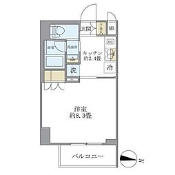 JR総武線 両国駅 徒歩4分の賃貸マンション 9階1Kの間取り