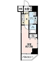 東京メトロ東西線 門前仲町駅 徒歩5分の賃貸マンション 10階1Kの間取り