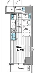 JR山手線 東京駅 徒歩15分の賃貸マンション 4階1Kの間取り