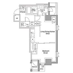 都営三田線 水道橋駅 徒歩15分の賃貸マンション 3階1LDKの間取り