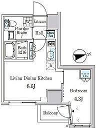 東京メトロ銀座線 神田駅 徒歩14分の賃貸マンション 4階1LDKの間取り