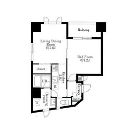 JR中央線 東京駅 徒歩10分の賃貸マンション 8階1LDKの間取り