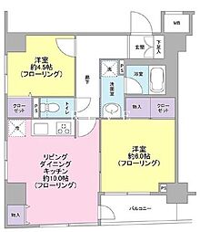 東京メトロ日比谷線 茅場町駅 徒歩3分の賃貸マンション 4階2LDKの間取り