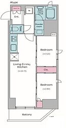 JR山手線 上野駅 徒歩8分の賃貸マンション 7階2LDKの間取り