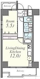 都営浅草線 浅草駅 徒歩4分の賃貸マンション 12階1LDKの間取り