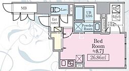JR山手線 神田駅 徒歩4分の賃貸マンション 7階ワンルームの間取り
