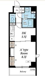 東京メトロ東西線 神楽坂駅 徒歩6分の賃貸マンション 5階1DKの間取り