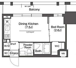 東京メトロ丸ノ内線 後楽園駅 徒歩6分の賃貸マンション 6階1DKの間取り