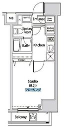 東京メトロ日比谷線 人形町駅 徒歩4分の賃貸マンション 12階1Kの間取り