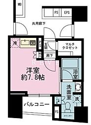 東京メトロ銀座線 神田駅 徒歩9分の賃貸マンション 14階ワンルームの間取り