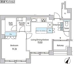 都営浅草線 日本橋駅 徒歩14分の賃貸マンション 7階1LDKの間取り