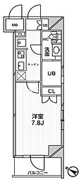 東京メトロ千代田線 千駄木駅 徒歩5分の賃貸マンション 6階1Kの間取り