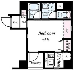 都営浅草線 人形町駅 徒歩9分の賃貸マンション 2階1Kの間取り