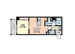 東京メトロ有楽町線 江戸川橋駅 徒歩5分の賃貸マンション 2階1DKの間取り