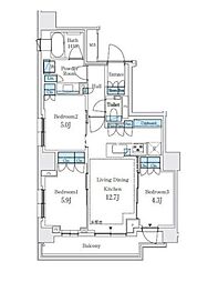 東京メトロ南北線 本駒込駅 徒歩4分の賃貸マンション 3階3LDKの間取り