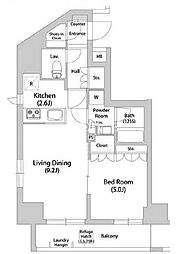 都営三田線 水道橋駅 徒歩7分の賃貸マンション 7階1LDKの間取り