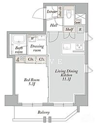 JR山手線 御徒町駅 徒歩12分の賃貸マンション 14階1LDKの間取り
