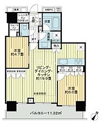 アルファグランデ千桜タワー 2LDKの間取図画像