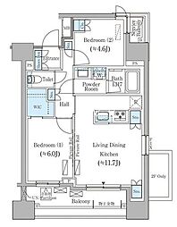 パークアクシス御茶ノ水ヒルトップ 2LDKの間取図画像