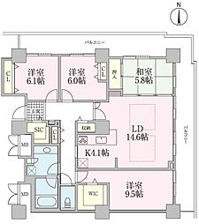 ロイヤルパークスタワー南千住 22階4LDKの間取り